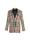Burberry Check Wool Cotton Jacquard Tailored Jacket In Neutrals