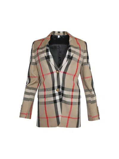 BURBERRY BURBERRY CHECK WOOL TAILORED JACKET