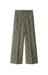 Burberry Straight Leg Check Wool Trousers In Crater