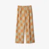 Burberry Check Wool Tailored Trousers In Light Sage