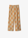 Burberry Check Wool Tailored Trousers In Light Sage