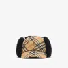 Burberry Check Wool Hat Ear Flaps Fur Trim In Multi