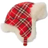 Burberry Checked Wool Trapper Hat In Red
