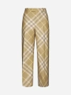 Burberry Check Wool Straight Pants In Beige