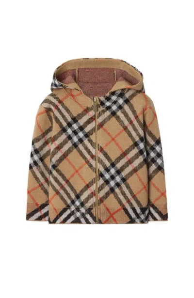 BURBERRY BURBERRY CHECK WOOL ZIP HOODIE