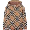 Burberry Childrens Check Wool Zip Hoodie In Sand