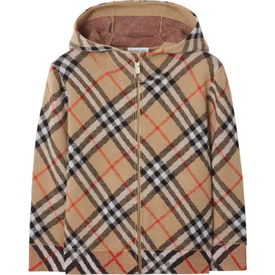 Burberry Kids'  Childrens Check Wool Zip Hoodie In Sand