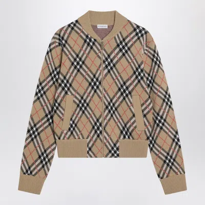 Burberry Check Wool Zip-up Cardigan Women In Multi