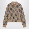 Burberry Check Wool Zip-up Cardigan In Brown