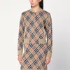 Burberry Check Wool Zip-up Cardigan In Sand