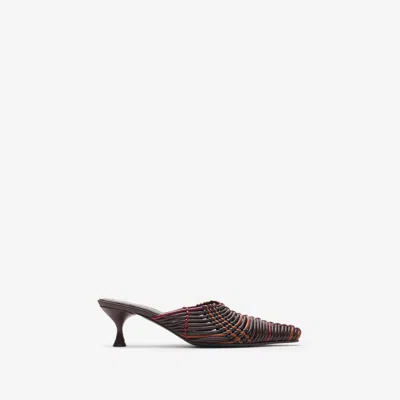 BURBERRY BURBERRY CHECK WOVEN LEATHER CAMEO MULES​