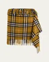 Burberry Women Wool And Cashmere Check Scarf Style Skirt In Oxide