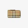 Burberry Kelbrook Check Leather Coin Case In Archive Beige/briar Brown