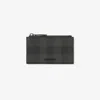 Burberry Check Zip Card Case In Gray