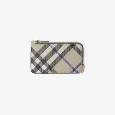 Burberry Check Zip Card Case In Lichen