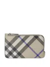 Burberry Check Pattern Zipped Card Case In Neutrals