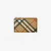 Burberry Check Zip Card Case In Sand