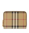 Burberry Check Zip Card Holder In Brown