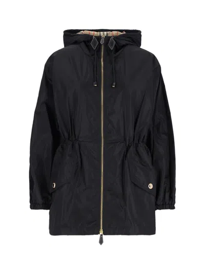 Burberry Windbreaker With Hood In Black