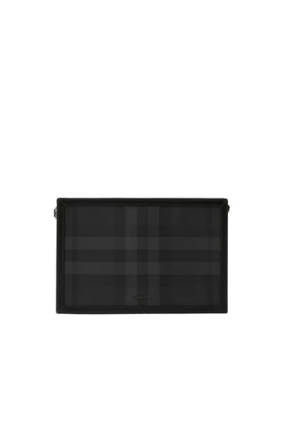 Burberry Check Zip Pouch In Gray