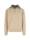 Burberry Beige Stripe Collar Half-zip Sweatshirt In Pink