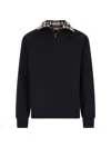Burberry Mens Logo-embroidered Funnel-neck Cotton Sweatshirt Black Xl In Blue