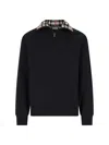 Burberry Mens Black Logo-embroidered Funnel-neck Cotton Sweatshirt In Black