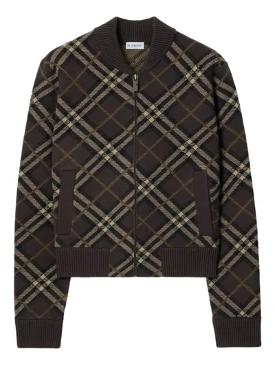 BURBERRY CHECK ZIP-UP BOMBER JACKET
