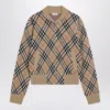 Burberry Check Wool Zip-up Cardigan In Brown