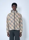 Burberry Checked Reversible Hooded Jacket In Beige