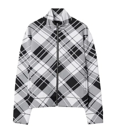 Burberry Check Zip-up Jacket In Black/white