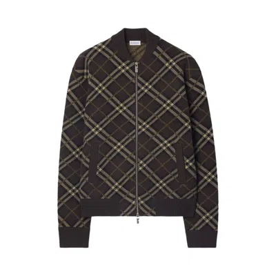 Pre-owned Burberry Check Zip-up Jacket 'truffle' | Tan | Men's Size M In Brown
