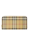 Burberry Check Zip Wallet In Blue