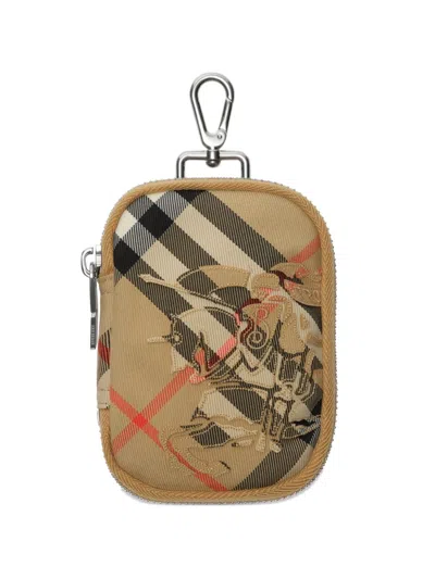 Burberry Check Zip Wallet In Neutral