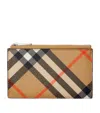 Burberry Check Zipped Card Holder In Brown