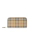 Burberry Check Zip Wallet In Brown