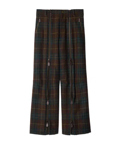 Burberry Check Zipper Pants In Tor