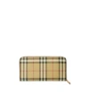 Burberry Check Zip Wallet In Nude