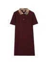 Burberry Dress Checked Collar Short Sleeves Design In Burgundy