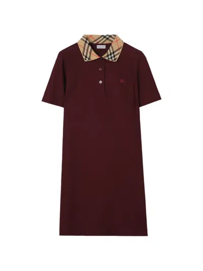 BURBERRY CHECK-COLLAR COTTON POLO SHIRT DRESS