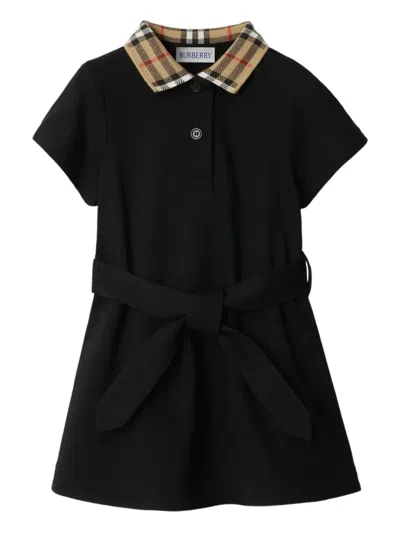 Burberry Babies' Check-collar Dress In Black