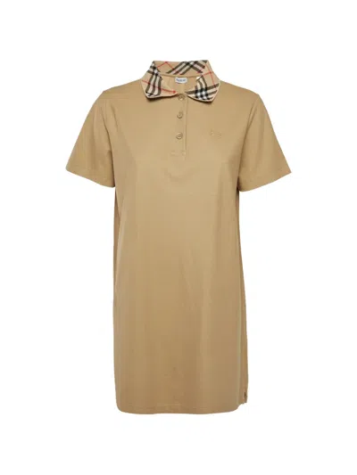 Pre-owned Burberry Check-collar Shirt Dress In Neutral