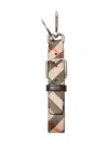 Burberry Beige Calf Leather Bos Taurus Keychain In White