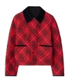 Burberry Cropped Check Cotton Quilted Jacket In Red