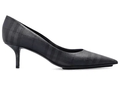 Pre-owned Burberry Checked 55mm Pumps (women's) Sneakers In Black/grey