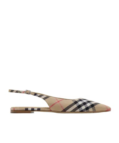 BURBERRY BURBERRY POINTED-TOE CHECKED SLINGBACK BALLET FLATS