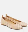 Burberry Beige Check Knit Ballerinas With Rubber Sole In Beige