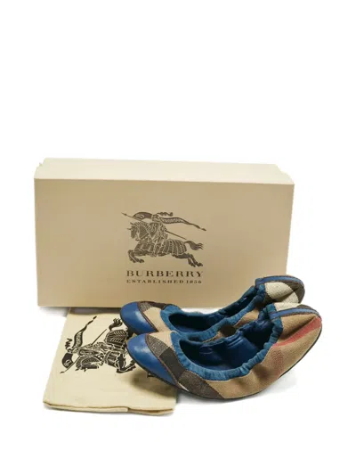 Pre-owned Burberry Checked Ballet Flats In Neutral