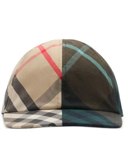 Burberry Kids' Checked Baseball Cap In Brown