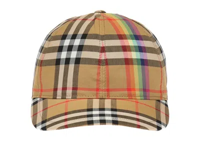 Pre-owned Burberry Checked Baseball Cap In Antique Yellow Rainbow